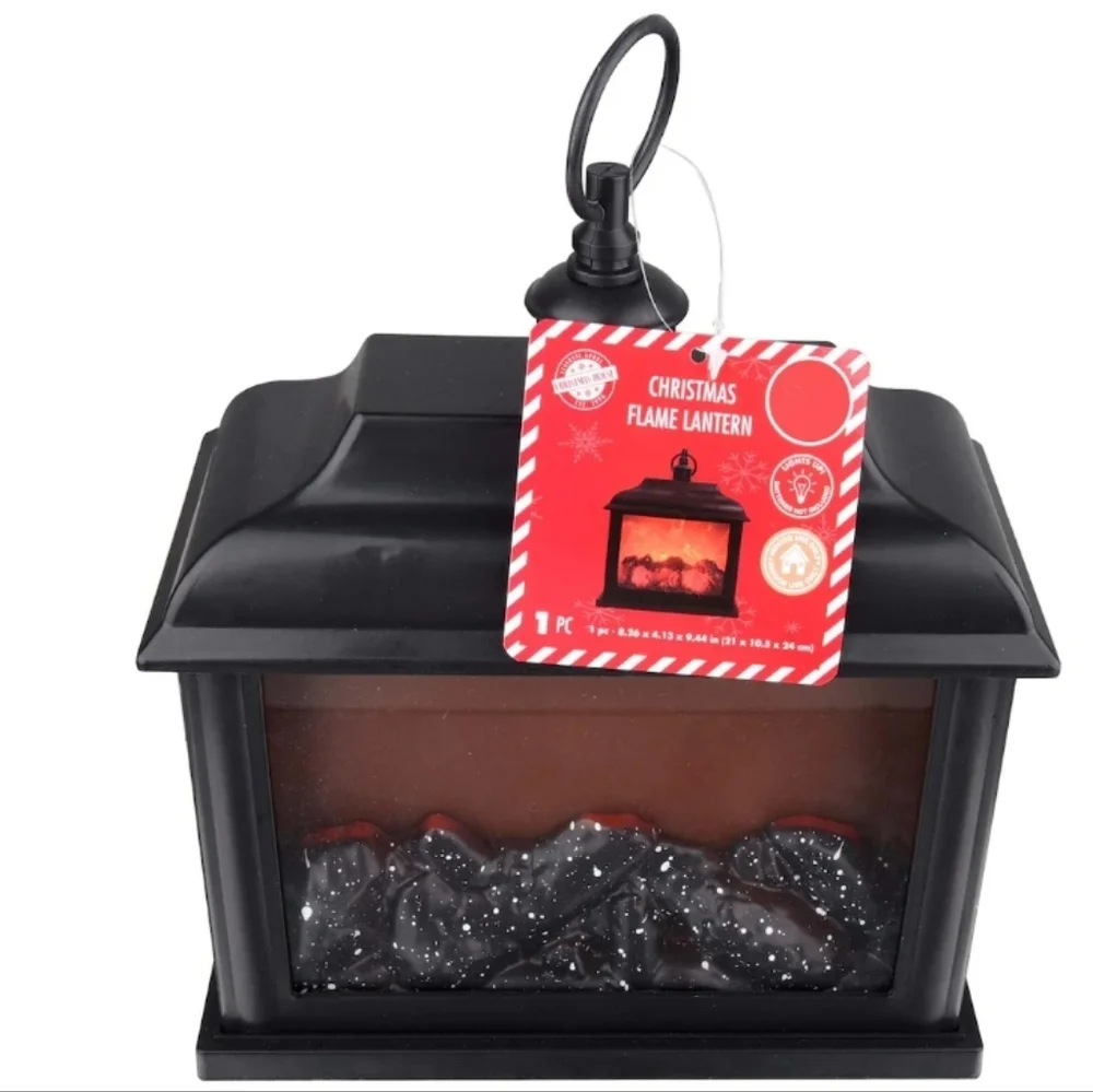 Black LED Fireplace Lantern
